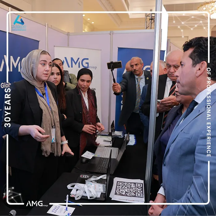 The Minister of Youth & Sports visiting the AMGroup booth at the 3rd International Youth Forum on AI