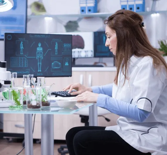 Laboratory specialist reviewing results